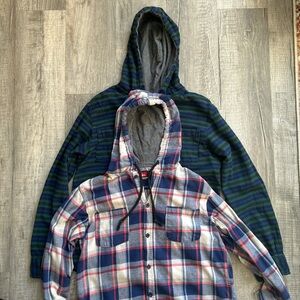 Bundle of 2 Quicksilver Button Up Shirt Shackets Hood Skater Punk 90s